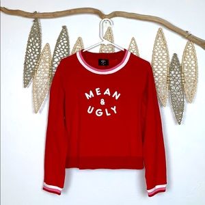 Valfre Mean & Ugly Red Cropped Sweater Shirt NWT